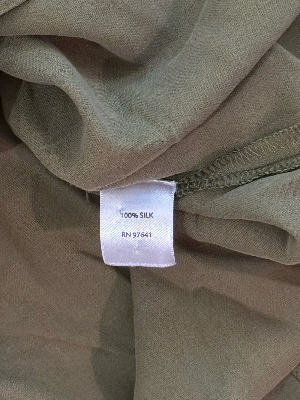 J. Jill 100% Silk Olive Green Button Front Blouse Medium EUC - Picture 3 of 3